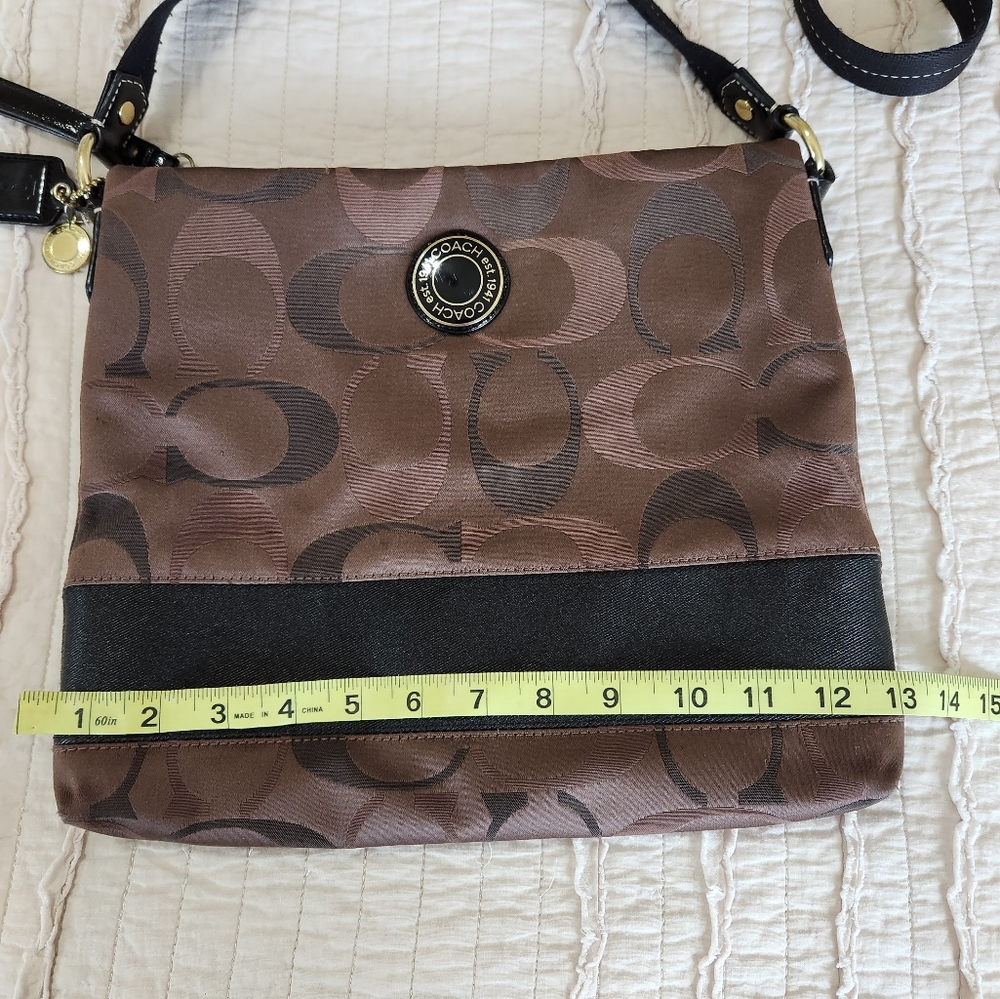 Coach Signature Crossbody Handbag Purse, Brown and Black - Picture 15 of 16